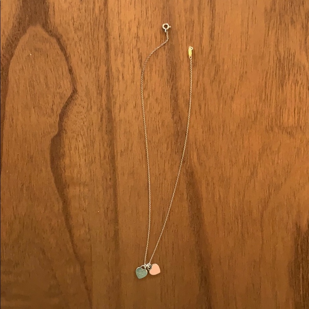 Tiffany Pink Double Heart Tag Pendant